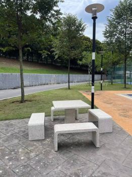 Garden Stone Table Bench Set For Condominium pARK aREA | Swimming Pool Resting Area Bench Table Set | Garden Bench | Terrazo Outdoor Stone Furniture | KL | Shah Alam | Cyberjaya | Residence | Putrajaya | Seri Kembangan | Bukit Jalil | Penang