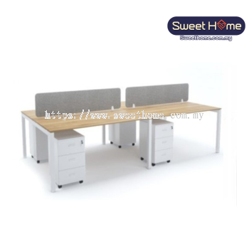 4 Seater Modern Workstation Table Full Set With Partition & Mobile Pedestal | Office Furniture