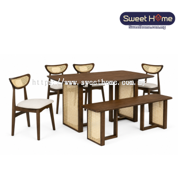 KYSON Solid Wood Dining Table & Chair Set - 6 Seater Dining Set