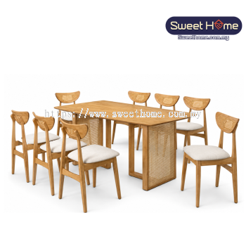 KYSON Solid Wood Dining Table & Chair Set - 8 Seater Dining Set