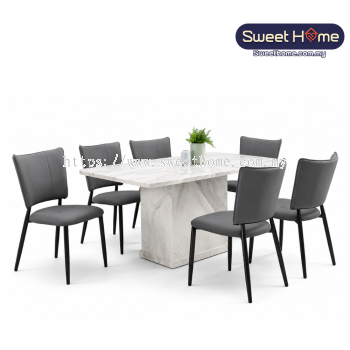 URBAN Marble Dining Table Set with Dining Chairs ( 5.25 ft ) | Dining Furniture Shop