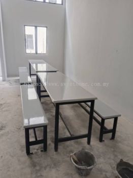Heavy Duty Fibreglass Canteen Table & Bench Set | FRP Cafeteria Table | Worker Hostel Dining Set | Food Court Table Supplier Malaysia