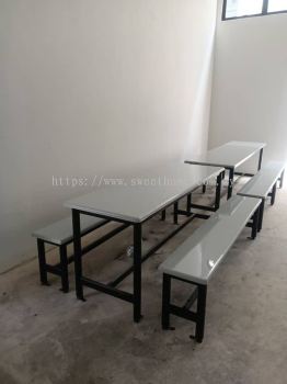 Heavy Duty Fibreglass Canteen Table & Bench Set | FRP Cafeteria Table | Worker Hostel Dining Set | Food Court Table Supplier Malaysia
