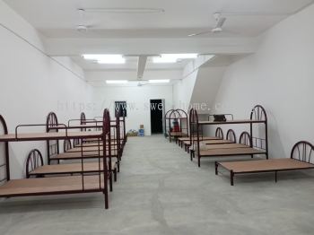 Heavy Duty Splitable Double Decker Metal Bed with Plywood Base | JTK Standard Worker Hostel Bunk Bed | Foreign Worker Bed Malaysia