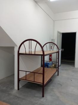 Heavy Duty Splitable Double Decker Metal Bed with Plywood Base | JTK Standard Worker Hostel Bunk Bed | Foreign Worker Bed Malaysia