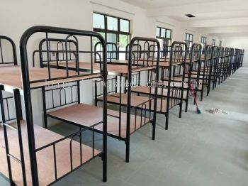 Heavy Duty Splitable Double Decker Metal Bed | Hostel Bunk Bed with Plywood Base | JTK Standard Worker Dormitory Bed Malaysia | Deliver Asrama, Kem Tentera, UPKAT, Penang,Perlis,Kedah, Selangor, Perak