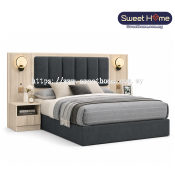 SERA Divan Bed Frame With LED Headboard & Built-in Side Table ( ID B-301-10 + B/P-301-10 )
