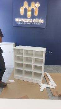 Modern White Reception Counter | Office Reception Desk | Reception Table with Low Storage Cabinet | Clinic Reception Counter Malaysia | Penang, Perak, Kedah, Ipoh, Tapah, Taiping, Bertam, Kepala Batas