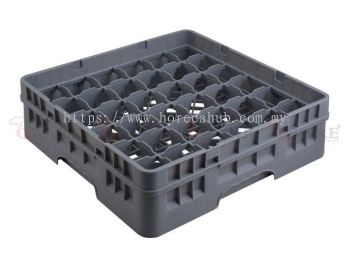 36 COMPARTMENT GLASS RACK WITH FULL DROP EXTENDER