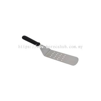 QWARE STAINLESS STEEL PERFORATED BURGER TURNER WITH BLACK HANDLE WTPF-10PH
