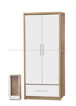 2 Doors Wardrobe with High Gloss White