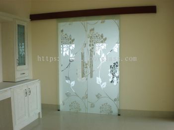 Door Glass Sandblasted