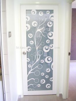 Frame Sandblasted Glass Door