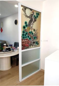 Glass Partition with Sandblasted Design