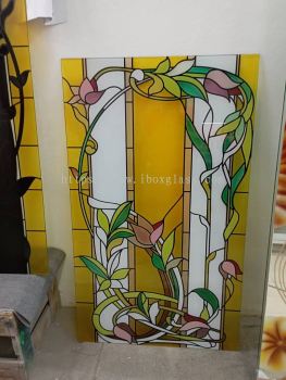 Stained Glass Design with Flower Design