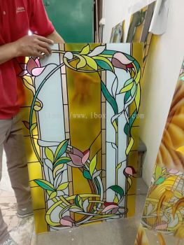 Stained Glass Design with Flower Design