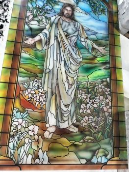 Stained Glass with Jesus Painting