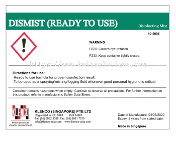 KWIX SOLUTIONS PTE LTD : Dismist Ready-to-Use (5 Litres)