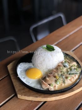 Sizzling Butter Milk Chicken with Rice and Egg