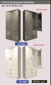 A21 2.5ft X 6ft Swing door wardrobe