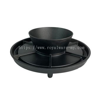 2 IN 1 Cast Iron BBQ Grill Plate & Bowl