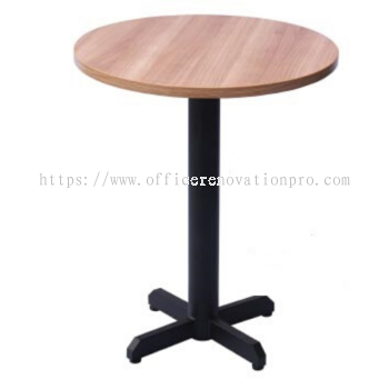 IPCFTL-02 LAMINATE CAFE TABLE ROUND TOPS WITH POWDER COATED CROSS LEG