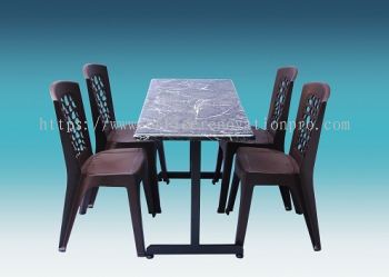 IPDTS-01 STONE GRAIN FIBREGLASS TABLE & CHAIR FOR RESTAURANT (1 SET)