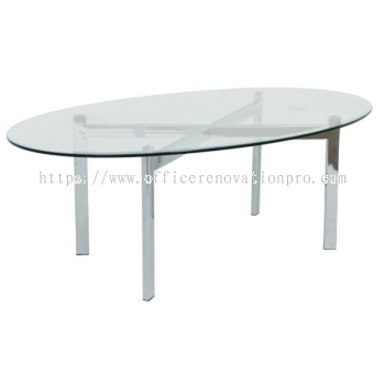 IPCL-7700/5T OVAL COFFEE TABLE WITH TEMPERED GLASS TABLE TOP