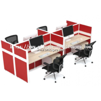 IPWT4-06 Workstation Office Cluster Of 4 Seater | Office Cubicle | Office Partition Bukit Tinggi