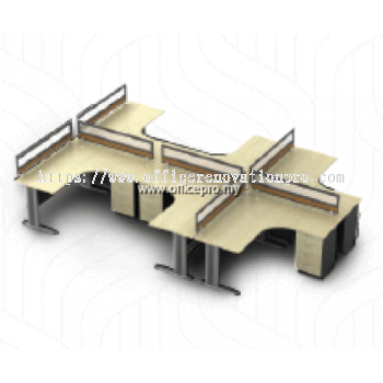 IP18-TL-6 Office Workstation Cluster Of 6 Seater | Office Cubicle | Office Partition Setia Alam