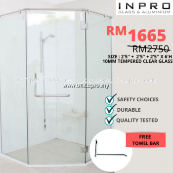 IPSS-1 Shower Screen Set With 10mm Tempered Glass | Glass Contractor Sunway