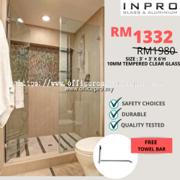 IPSS-4 Shower Screen Set With 10mm Tempered Glass | Glass Contractor Sunway