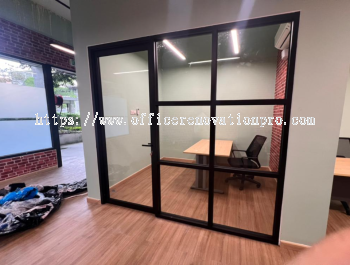 Shopfront Glass Partition c/w Swing Door | Glass Contractor Bukit Raja