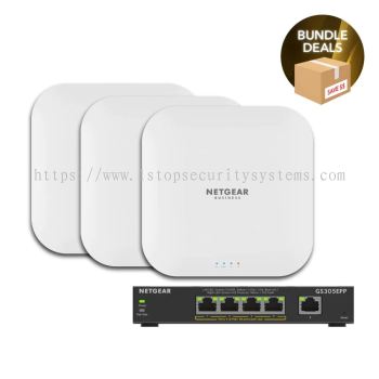 NETGEAR WIFI 6 WIRELESS ACCESS POINT BUNDLE  (3X WAX218 + 1X GS305EPP)