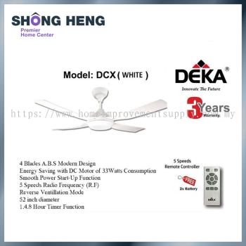 DEKA DCX Decorative Ceiling Fan 52 (White color)