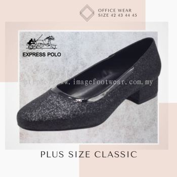 PlusSize Women 1 inch Heel Shoe- PS-1207 GLITTER BLACK Colour