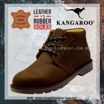 KANGAROO Full Leather Men Mid-Cut Shoe- LM-8493- DARK BROWN Colour