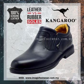 KANGAROO Full Leather Men Mid-Cut Shoe- LM-8230- BLACK Colour