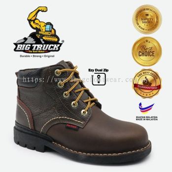 BIG TRUCK Mid Cut Lace Up Men Safety Shoes BT8026 - BROWN Colour