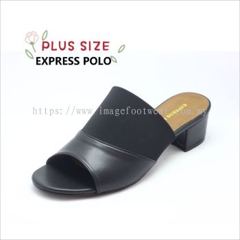 Express Polo Plus Size Ladies Sandal with 1.2 Inch Heel - SL- 9195- BLACK Colour