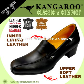 KANGAROO Full Leather 1inch Ladies Shoes- KL-5047- BLACK Colour