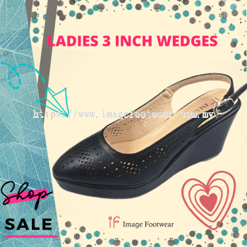 IF IMAGE Ladies 3 inch Wedges IF-2023-4(S)- BLACK Colour