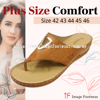 Plus Size 2inch Comfort Slippers -PS-291-5(B)- TAN Colour