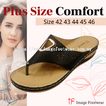 Plus Size 2inch Comfort Slippers -PS-291-5(B)- BLACK Colour