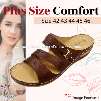 Plus Size 2inch Comfort Slippers -PS-291-2(B)- MAROON Colour