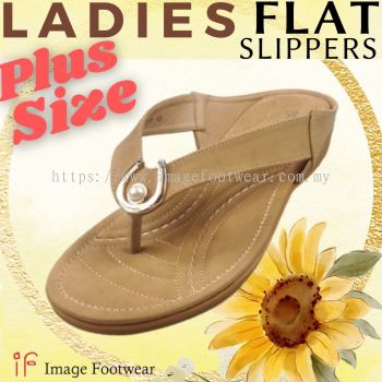 PlusSize Women Flat Slipper- PS-833-8 TAN Colour