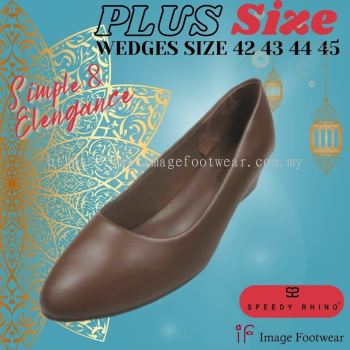 Speedy Rhino Plussize Casual Slip On Wedges-SR-520035(B)-24 COFFEE Colour 