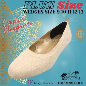 Express Polo PlusSize Women 1 inch Wedges Shoes-SL-11207-LT/GOLD Colour