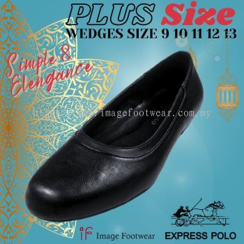 Express Polo PlusSize Women 1 inch Wedges Shoes-SL-11207-PU/BLACK Colour