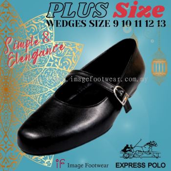 Express Polo PlusSize Women 1 inch Wedges Shoes-SL-1221-BLACK Colour